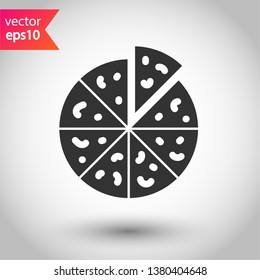 Pizza vector icon. Sliced Pizza sign. Pizza icon symbol