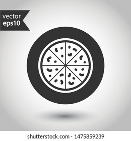 Pizza vector icon. Sliced Pizza sign. Pizza icon symbol. Round icon design