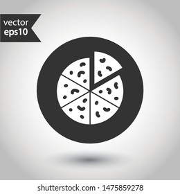 Pizza vector icon. Sliced Pizza sign. Pizza icon symbol. Round icon design
