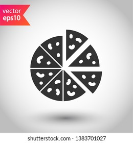 Pizza vector icon. Pizza icon symbol. Sliced Pizza flat sign.  EPS 10 symbol