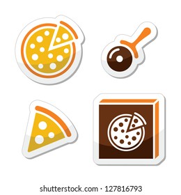 Pizza vector icons set isolated on white