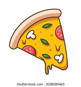 Pizza vector illustration. Pizza cartoon. Pizza clip art. Isolated on white background. Fit for your food poster, sticker and menu design.