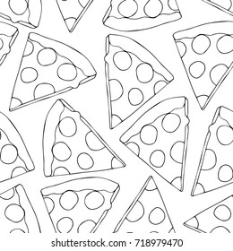 Pizza vector illustration. Doodle style. Design icon, print, logo, poster, symbol, decor, textile, paper