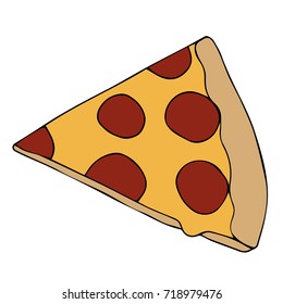 Pizza vector illustration. Doodle style. Design icon, print, logo, poster, symbol, decor, textile, paper
