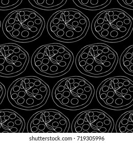 Pizza vector illustration. Doodle style. Design icon, print, logo, poster, symbol, decor, textile, paper