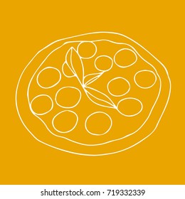 Pizza vector illustration. Doodle style. Design icon, print, logo, poster, symbol, decor, textile, paper