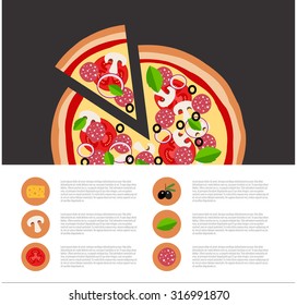 Pizza vector illustration in flat style.