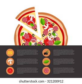 Pizza vector illustration in flat style.