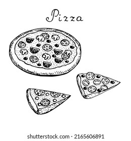 Pizza Vector Illustration Hand Drawing Doodles Stock Vector (Royalty ...