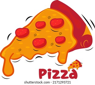 Pizza vector illustration, hand drawn pizza illustration, pizza vector colorful poster.