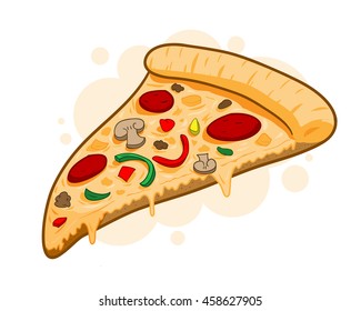 Pizza Vector Illustration. A hand drawn vector illustration of a delicious pizza, isolated on a simple background (separated on a different layer for easy editing).