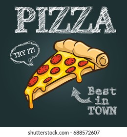 pizza vector illustration, hand drawn pizza illustration, pizza vector poster