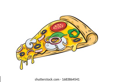 Pizza vector illustration. Icon Italian pizza.Icon Italian pizza. A slice of pizza for the design of advertising for your restaurant business.