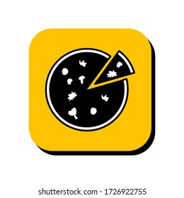 Icono de ilustración de vector Pizza. Icono de pizza en forma bidimensional. El concepto de restaurante pizzería con un ícono moderno de pizza.