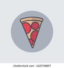 pizza vector illustration icon in white background. Flat design icon for cafes and restaurants. 