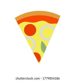 Ilustración vectorial de pizza aislada en blanco.  pizza clásica con un diseño sencillo. Perfecto para el logotipo, icono, imagen del menú del restaurante, etiqueta de la comida.