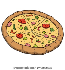 pizza vector illustration,
isolated on white background.top view