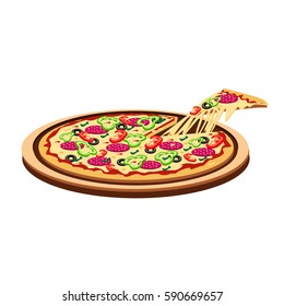 Pizza. Vector illustration isolated on white background.