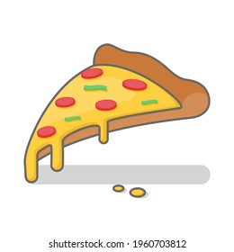 Ilustración vectorial de pizza. Estilo de línea de pizza.