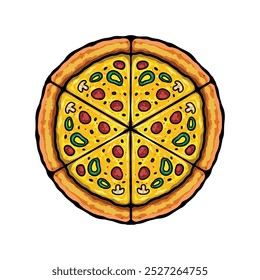 Ilustración vectorial de pizza para el logotipo o el icono de comida rápida comida chatarra street food business