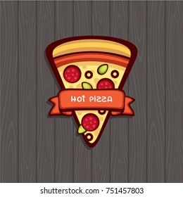 Pizza vector illustration. Logo template. Design for menu and label.