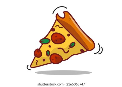 pizza vector illustration lunch flat design pizza of fast food restaurant unhealthy fast food vector poster on a white background