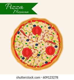 Pizza vector illustration. Mexican pizza.