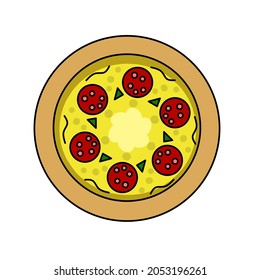 vector de pizza, ilustración de pizza sobre fondo blanco, simple concepto icono de pizza.