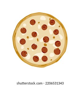 Pizza vector illustration on white background for sticker, print, poster 