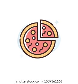 Pizza vector illustration. Outline filled Travel & Tourism icons.
