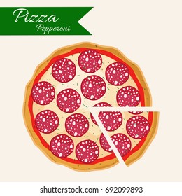 Pizza vector illustration. Pizza Pepperoni