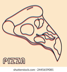 Pizza.  Vector illustration with risograph print effect. Design element for advertising, posters, prints for clothing, banners, covers, websites, social networks, logo, menu