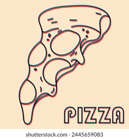 Pizza.  Vector illustration with risograph print effect. Design element for advertising, posters, prints for clothing, banners, covers, websites, social networks, logo, menu