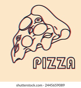 Pizza.  Vector illustration with risograph print effect. Design element for advertising, posters, prints for clothing, banners, covers, websites, social networks, logo, menu