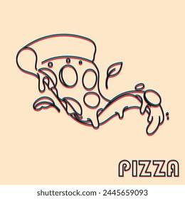 Pizza.  Vector illustration with risograph print effect. Design element for advertising, posters, prints for clothing, banners, covers, websites, social networks, logo, menu