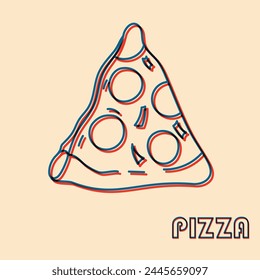 Pizza.  Vector illustration with risograph print effect. Design element for advertising, posters, prints for clothing, banners, covers, websites, social networks, logo, menu