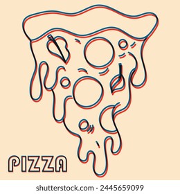 Pizza.  Vector illustration with risograph print effect. Design element for advertising, posters, prints for clothing, banners, covers, websites, social networks, logo, menu