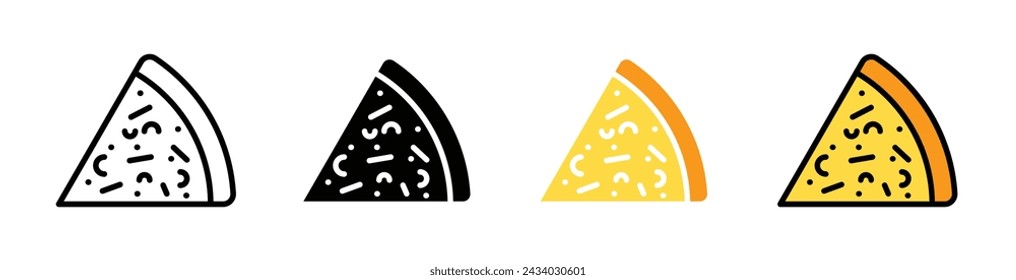 Conjunto de ilustración vectorial de pizza. Signo de la pieza sabrosa adecuado para aplicaciones y sitios web estilo de diseño de UI.
