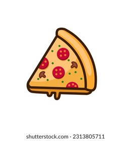 Pizza vector illustration in simple and cute design isolated on white background. Pizza cartoon illustration.