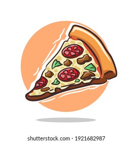 Pizza Vector Illustration Tomato Vegetables and Meat Slices With Cheese Culinary Drawing Food