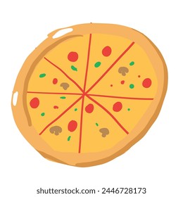 Pizza vector illustration, traditional italian snack, pizzetta fast food icon, isolated on white background