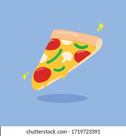 Ilustración Vector Pizza, Icono Diseño Plano, Concepto De Ilustración De Alimentos, Para Fondo, Volante, Pegatina, Cartel, Folletos, Tarjetas, Web, Contenido De Medios Sociales.