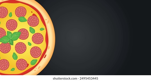 Pizza vector image. Fast food concept. Food for cafe and restaurant. Element for your website design, banners and advertising. Dough, cheese, sauce