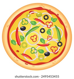 Pizza vector image. Fast food concept. Food for cafe and restaurant. Element for your website design, banners and advertising. Dough, cheese, sauce