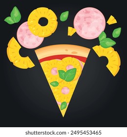 Pizza vector image. Fast food concept. Food for cafe and restaurant. Element for your website design, banners and advertising. Dough, cheese, sauce