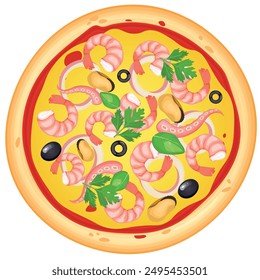 Pizza vector image. Fast food concept. Food for cafe and restaurant. Element for your website design, banners and advertising. Dough, cheese, sauce