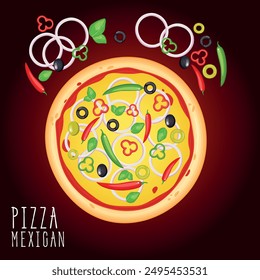 Pizza vector image. Fast food concept. Food for cafe and restaurant. Element for your website design, banners and advertising. Dough, cheese, sauce