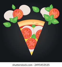 Pizza vector image. Fast food concept. Food for cafe and restaurant. Element for your website design, banners and advertising. Dough, cheese, sauce