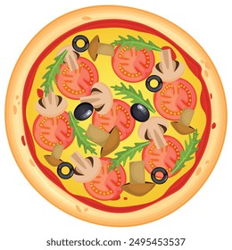 Pizza vector image. Fast food concept. Food for cafe and restaurant. Element for your website design, banners and advertising. Dough, cheese, sauce