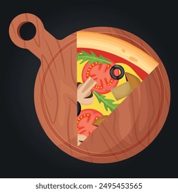 Pizza vector image. Fast food concept. Food for cafe and restaurant. Element for your website design, banners and advertising. Dough, cheese, sauce